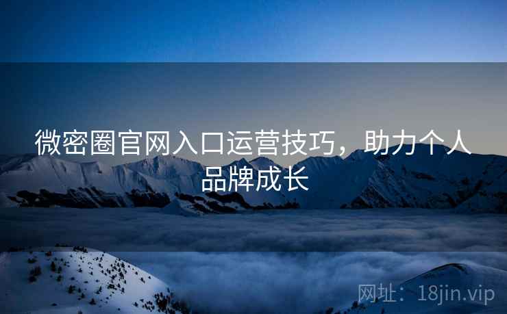 微密圈官网入口运营技巧,助力个人品牌成长